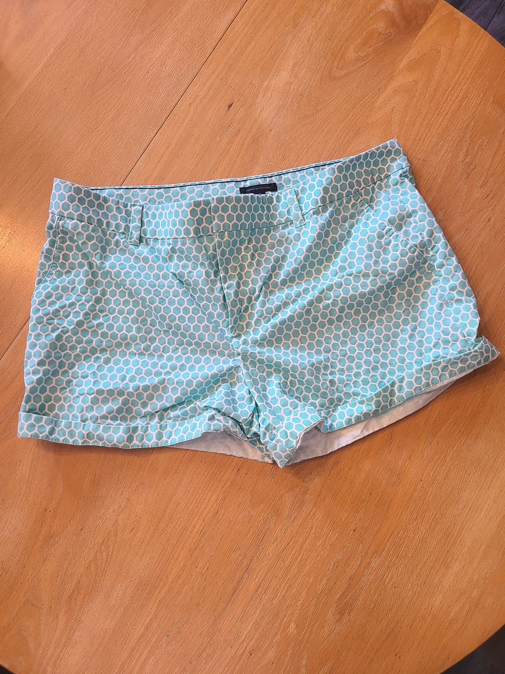 Tommy Hilfiger Mint Aqua Honeycomb High-Waist Women's Shorts